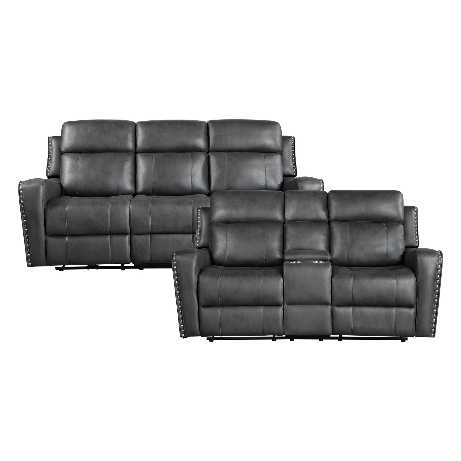9515DGY*2 2pc Set: Sofa, Love - 9515DGY*2