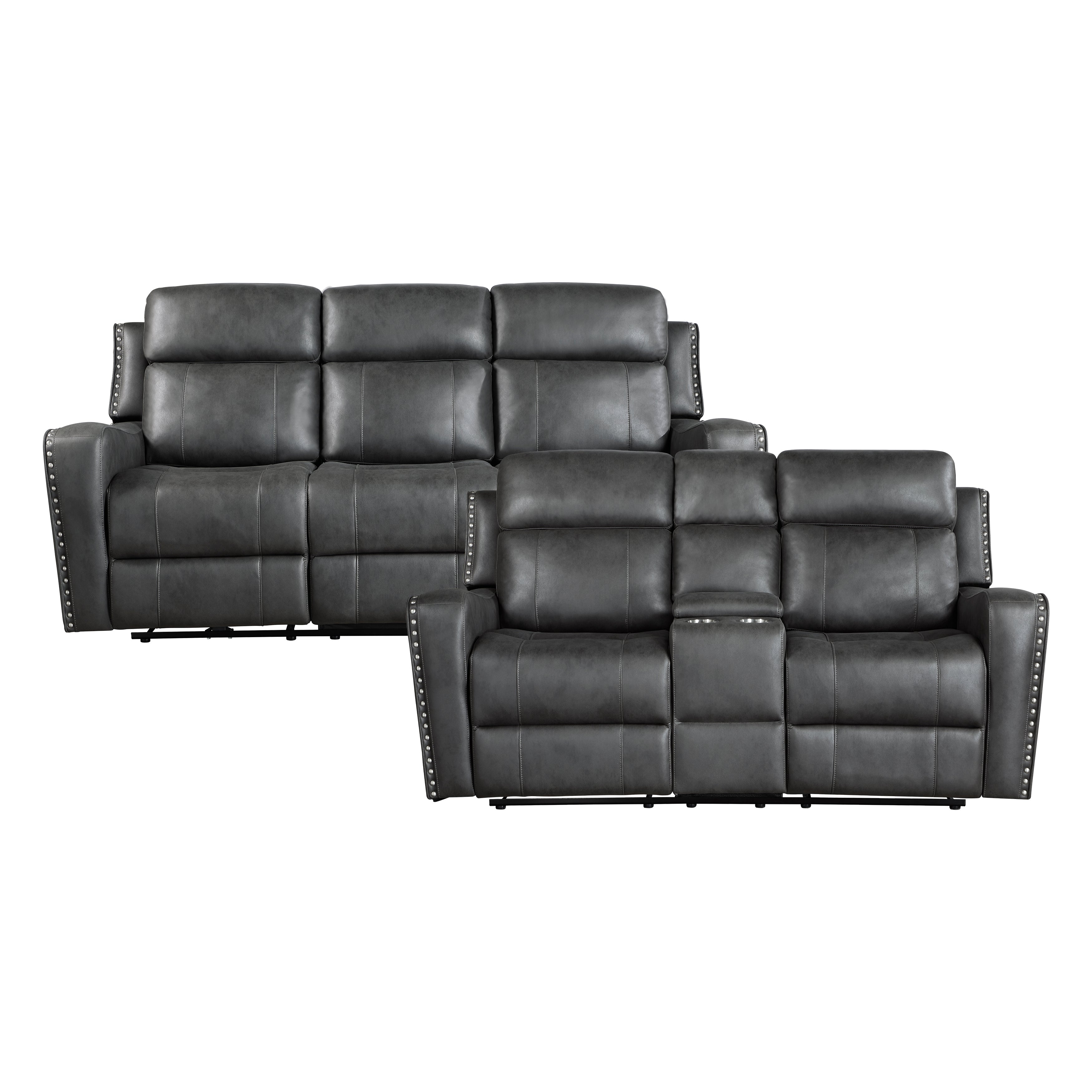 9515DGY*2 2pc Set: Sofa, Love - 9515DGY*2