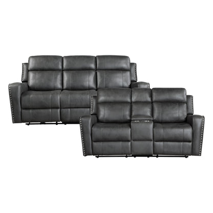 9515DGY*2 2pc Set: Sofa, Love - 9515DGY*2