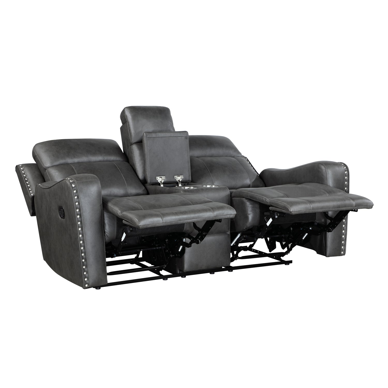 9515DGY-2 Double Reclining Love Seat with Center Console - 9515DGY-2