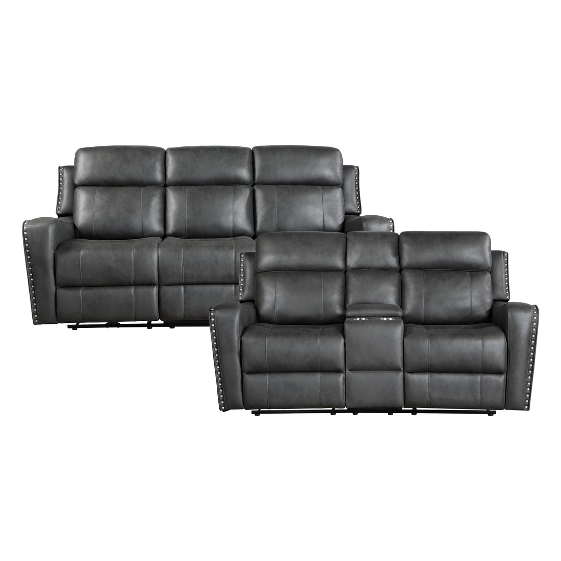 9515DGY*2PW 2pc Set: Sofa, Love (Power) - 9515DGY*2PW
