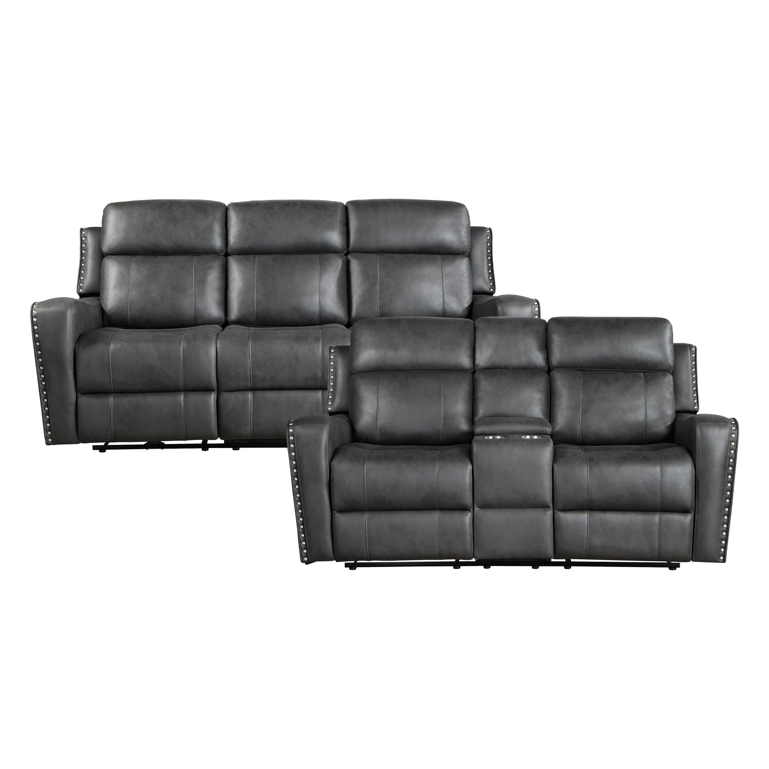 9515DGY*2PW 2pc Set: Sofa, Love (Power) - 9515DGY*2PW