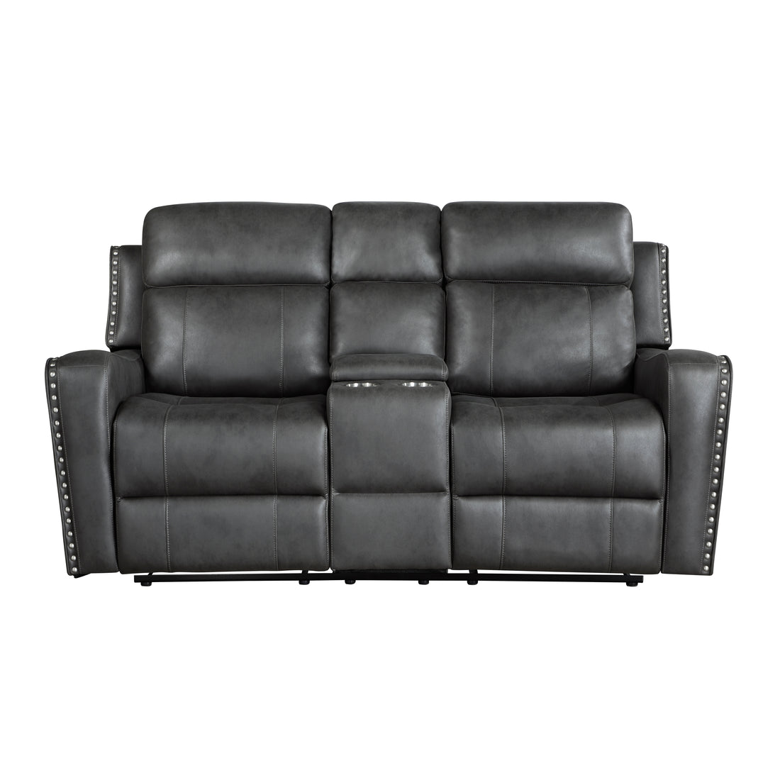 9515DGY-2PW Power Double Reclining Love Seat with Center Console - 9515DGY-2PW
