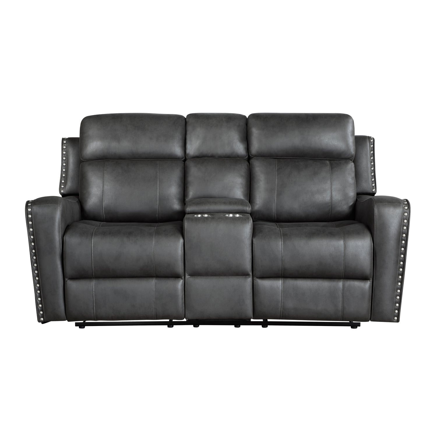 9515DGY-2PW Power Double Reclining Love Seat with Center Console - 9515DGY-2PW