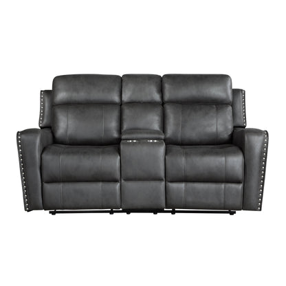 Kellen Smoky Gray Power Double Reclining Living Room Set from Homelegance - Luna Furniture