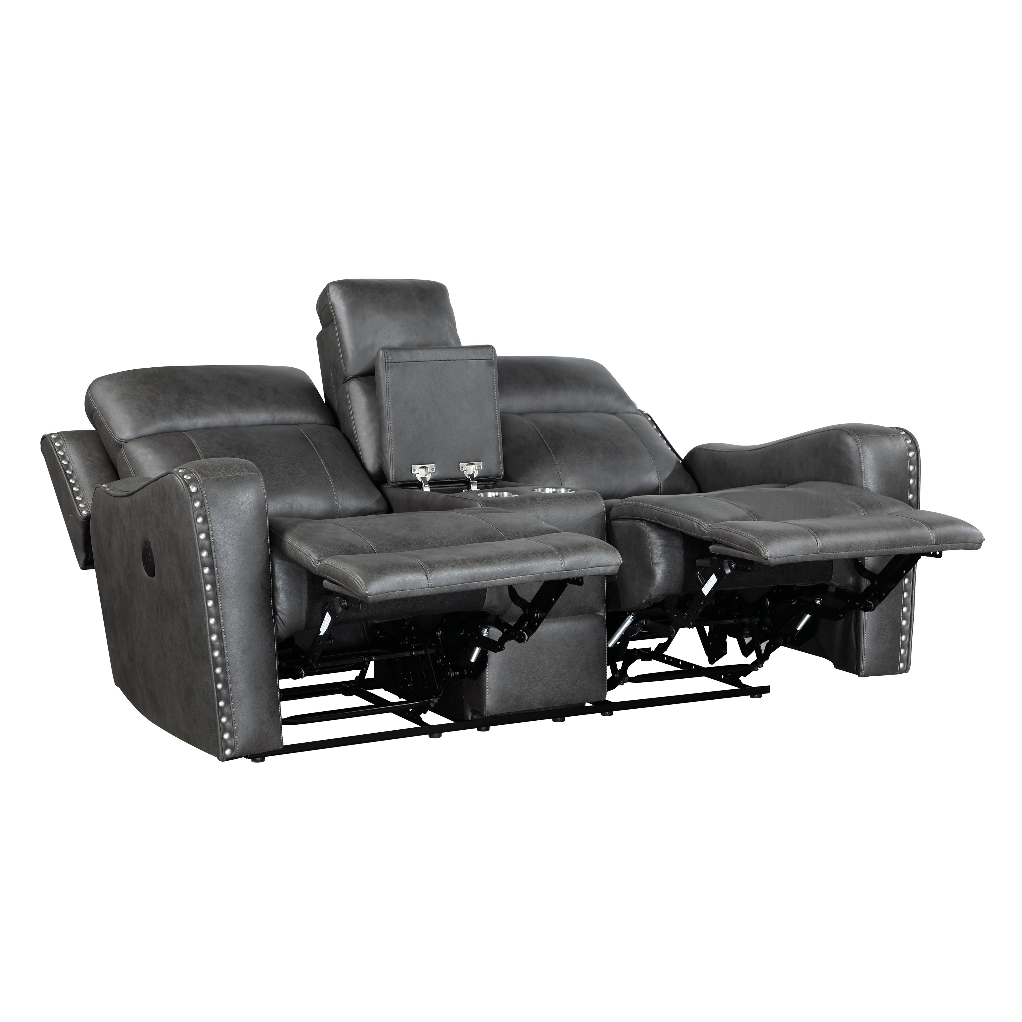 Kellen Smoky Gray Power Double Reclining Living Room Set from Homelegance - Luna Furniture