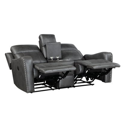 Kellen Smoky Gray Power Double Reclining Living Room Set from Homelegance - Luna Furniture