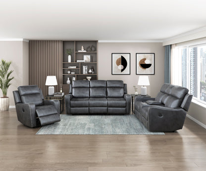 Kellen Smoky Gray Power Double Reclining Living Room Set from Homelegance - Luna Furniture