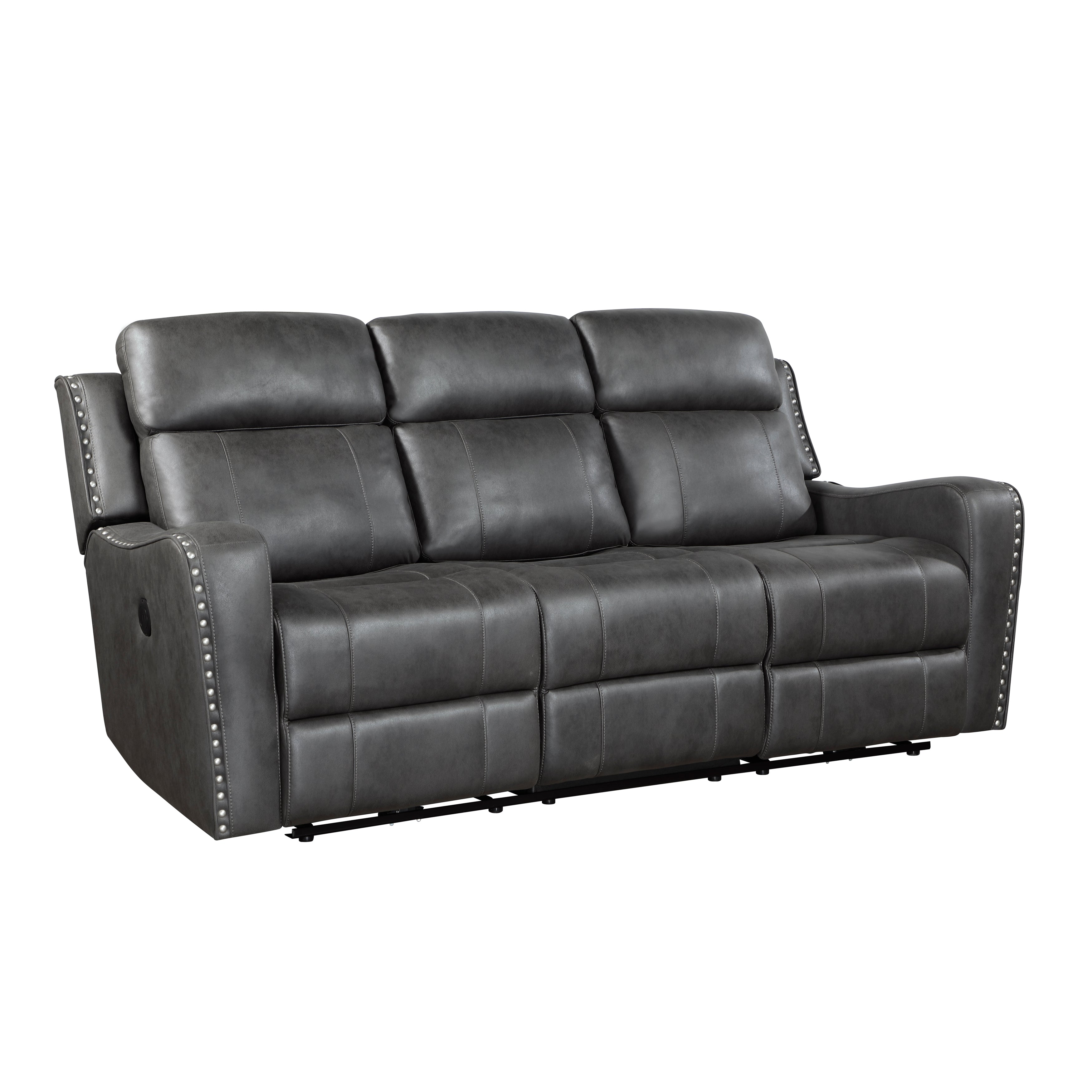 Kellen Smoky Gray Power Double Reclining Living Room Set from Homelegance - Luna Furniture