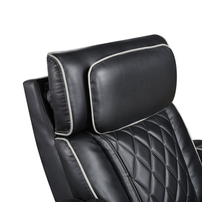 9516BLK-1PWH Power Reclining Chair with Power Headrest, Cup holders and Storage Arms(Top and Side), Charging Ports and LED lighting - 9516BLK-1PWH