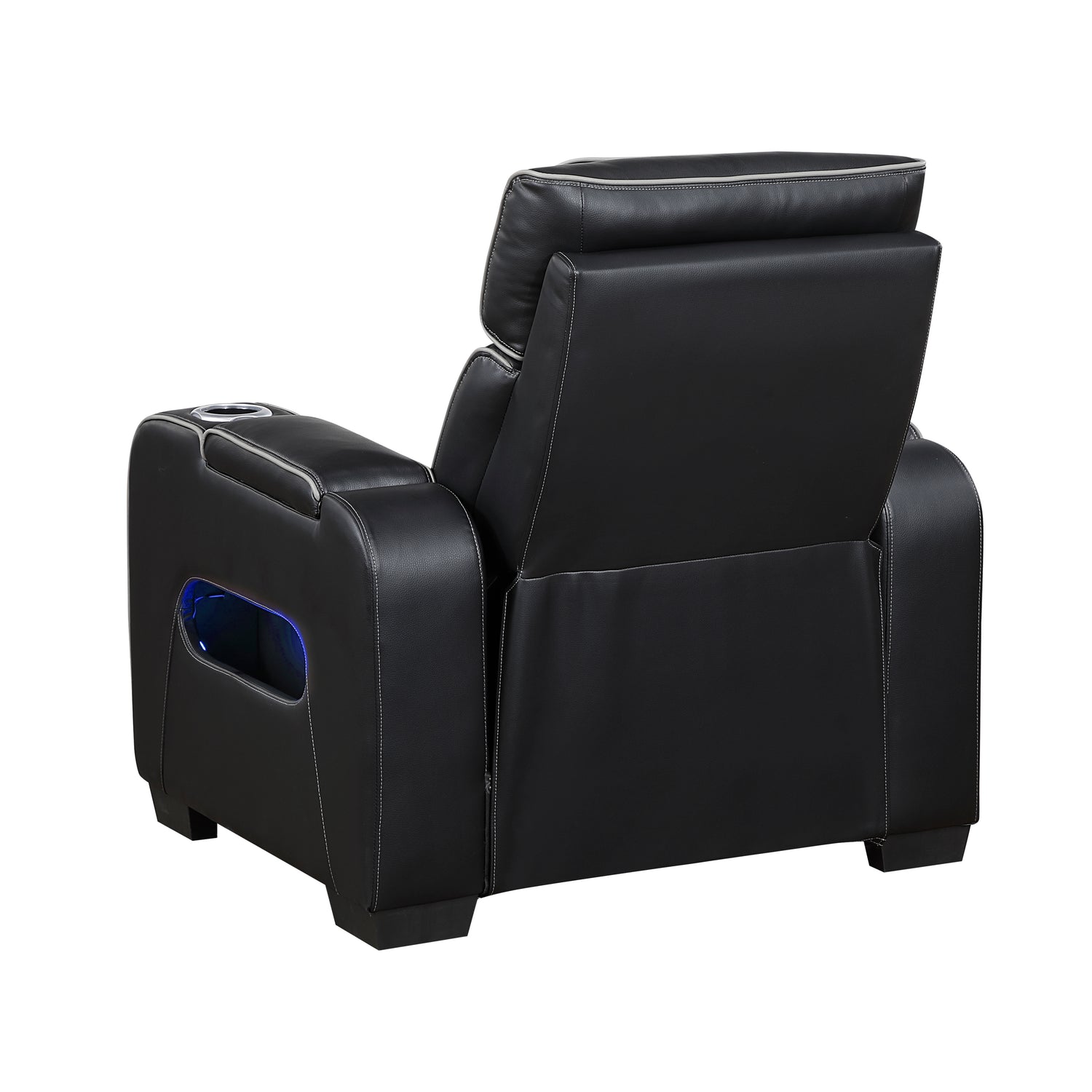 9516BLK-1PWH Power Reclining Chair with Power Headrest, Cup holders and Storage Arms(Top and Side), Charging Ports and LED lighting - 9516BLK-1PWH