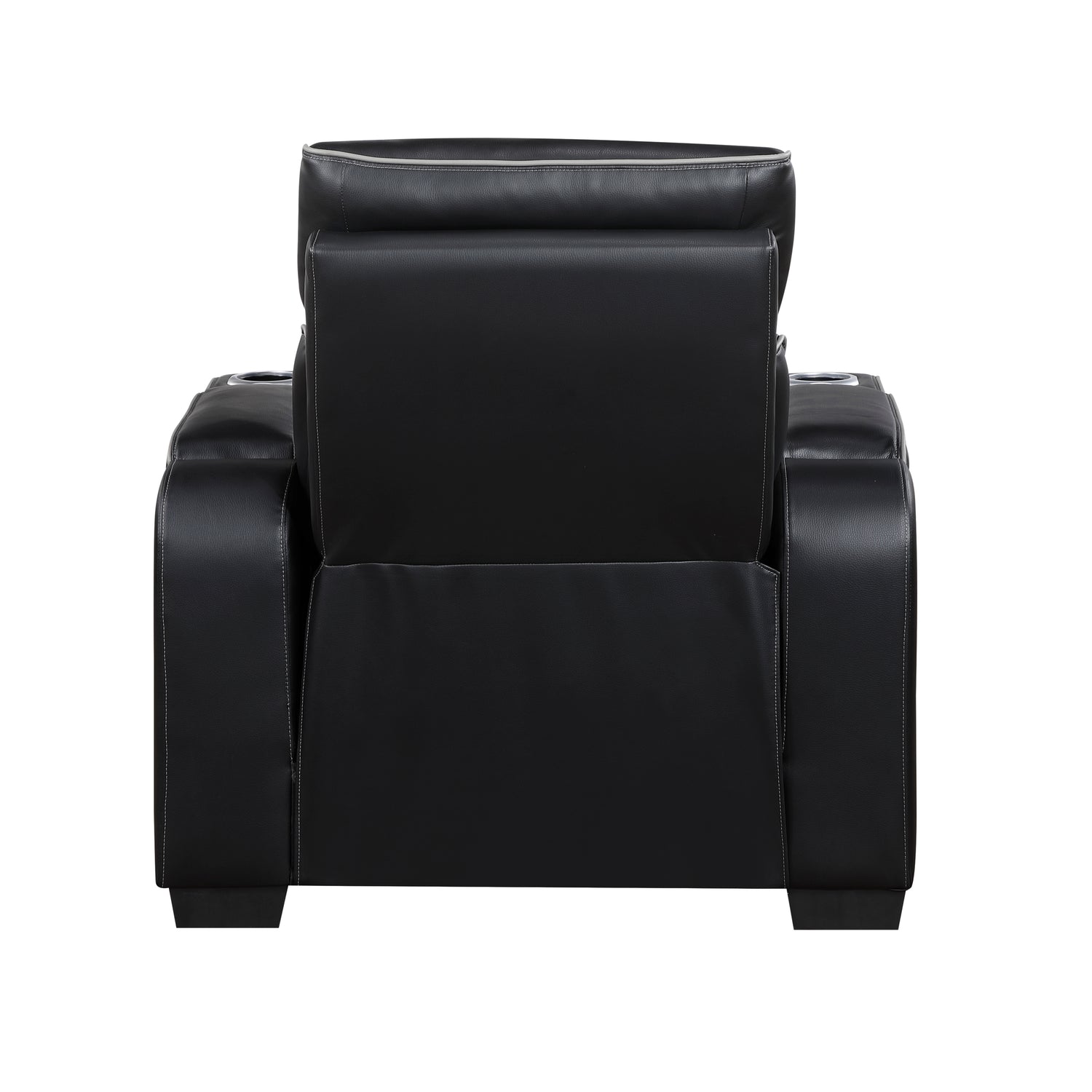 9516BLK-1PWH Power Reclining Chair with Power Headrest, Cup holders and Storage Arms(Top and Side), Charging Ports and LED lighting - 9516BLK-1PWH