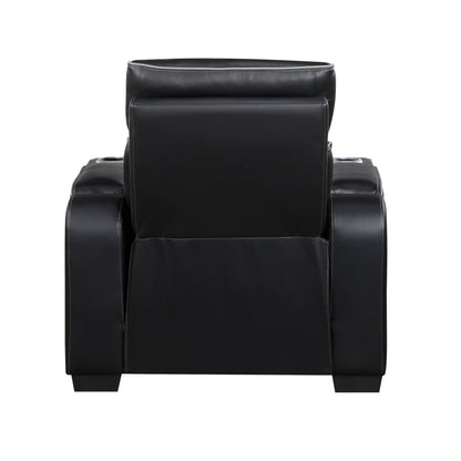 9516BLK-1PWH Power Reclining Chair with Power Headrest, Cup holders and Storage Arms(Top and Side), Charging Ports and LED lighting - 9516BLK-1PWH