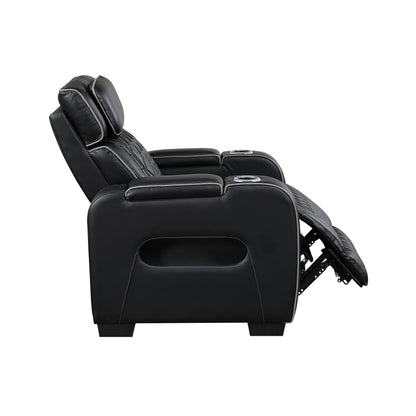 9516BLK-1PWH Power Reclining Chair with Power Headrest, Cup holders and Storage Arms(Top and Side), Charging Ports and LED lighting - 9516BLK-1PWH