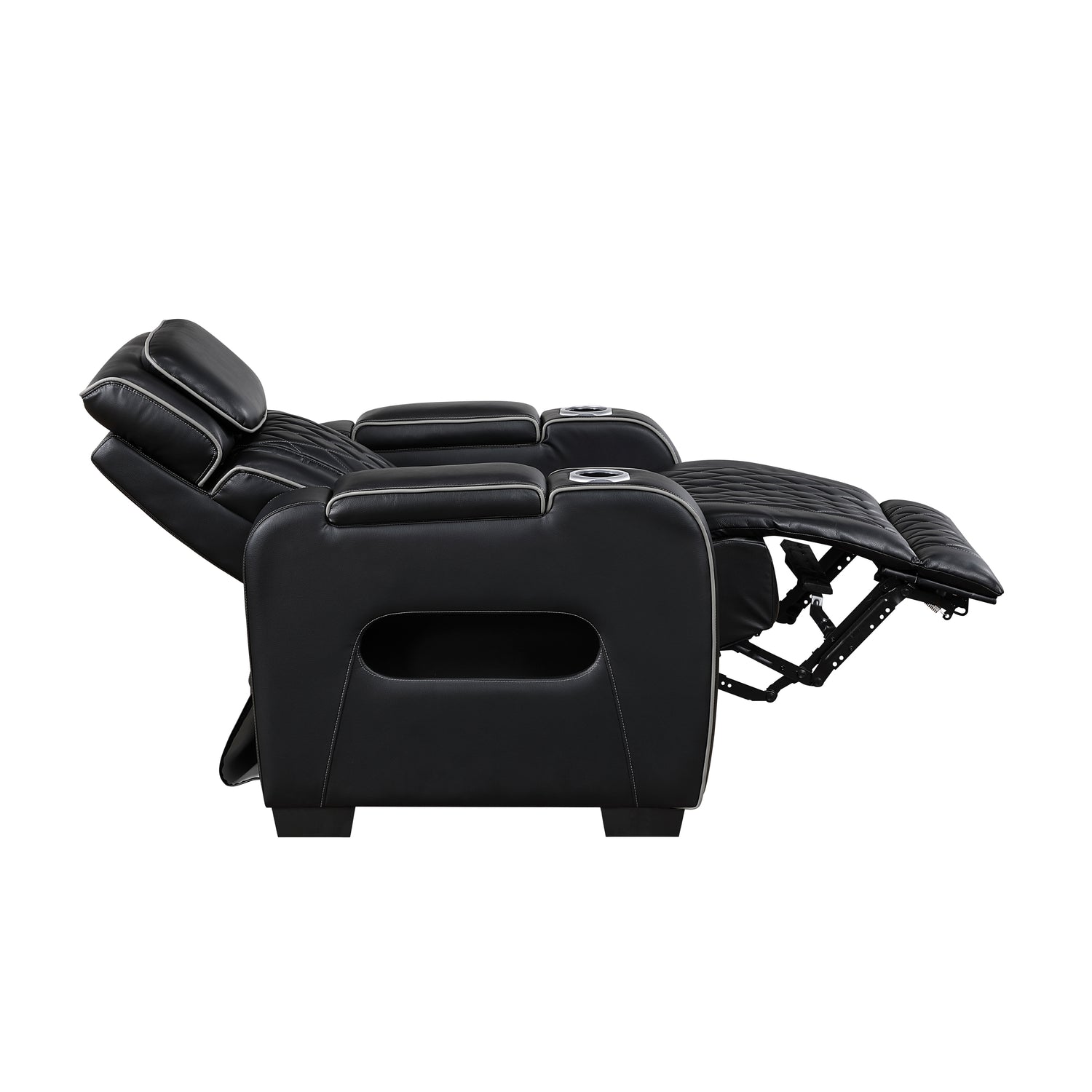 9516BLK-1PWH Power Reclining Chair with Power Headrest, Cup holders and Storage Arms(Top and Side), Charging Ports and LED lighting - 9516BLK-1PWH