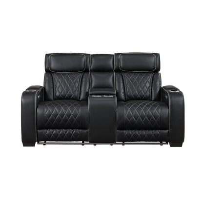 9516BLK*2PWH 2pc Set: Sofa, Love (Power) - 9516BLK*2PWH