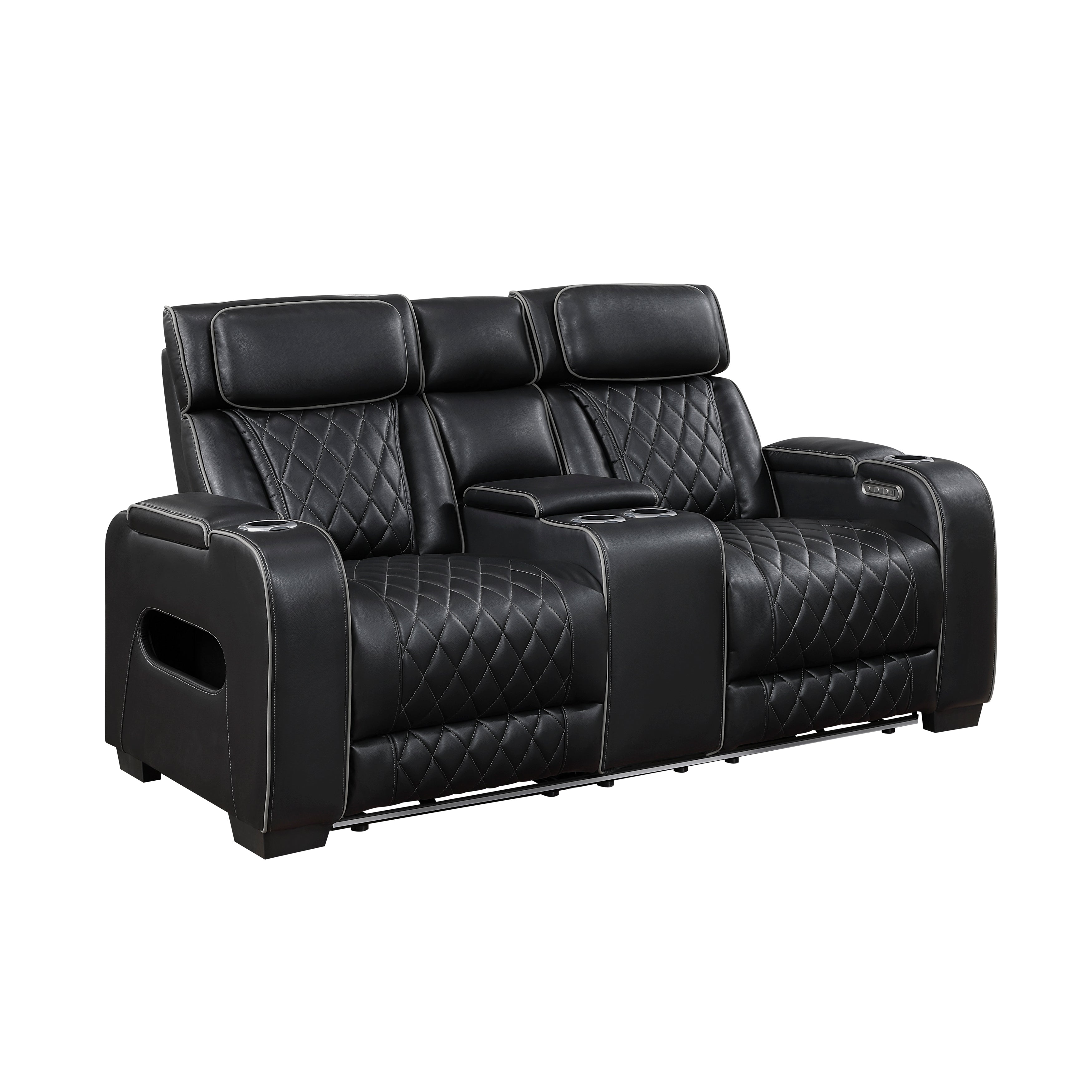 9516BLK*2PWH 2pc Set: Sofa, Love (Power) - 9516BLK*2PWH