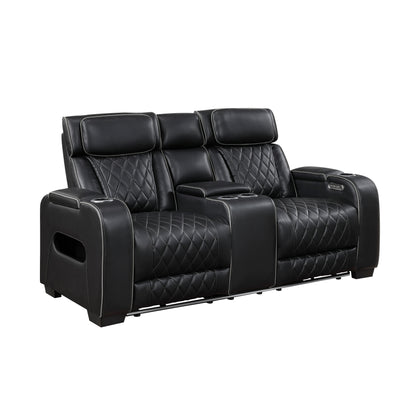 9516BLK*2PWH 2pc Set: Sofa, Love (Power) - 9516BLK*2PWH