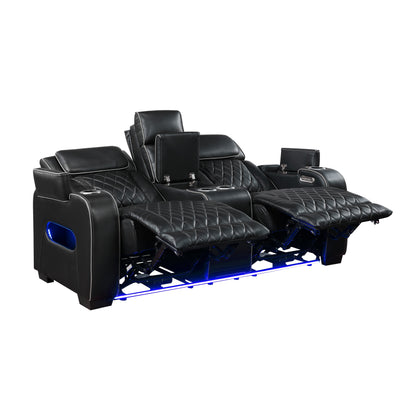9516BLK*2PWH 2pc Set: Sofa, Love (Power) - 9516BLK*2PWH