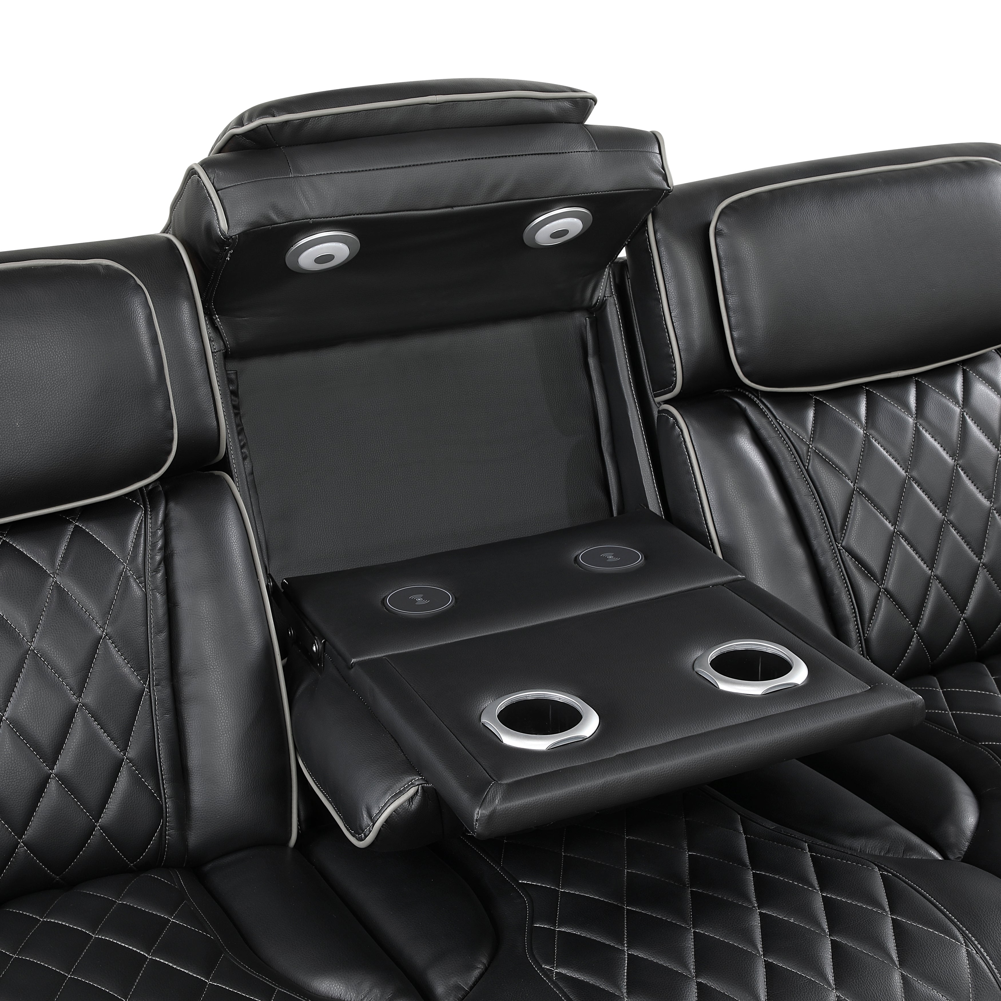 9516BLK*2PWH 2pc Set: Sofa, Love (Power) - 9516BLK*2PWH