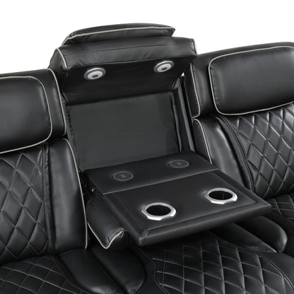 9516BLK*2PWH 2pc Set: Sofa, Love (Power) - 9516BLK*2PWH