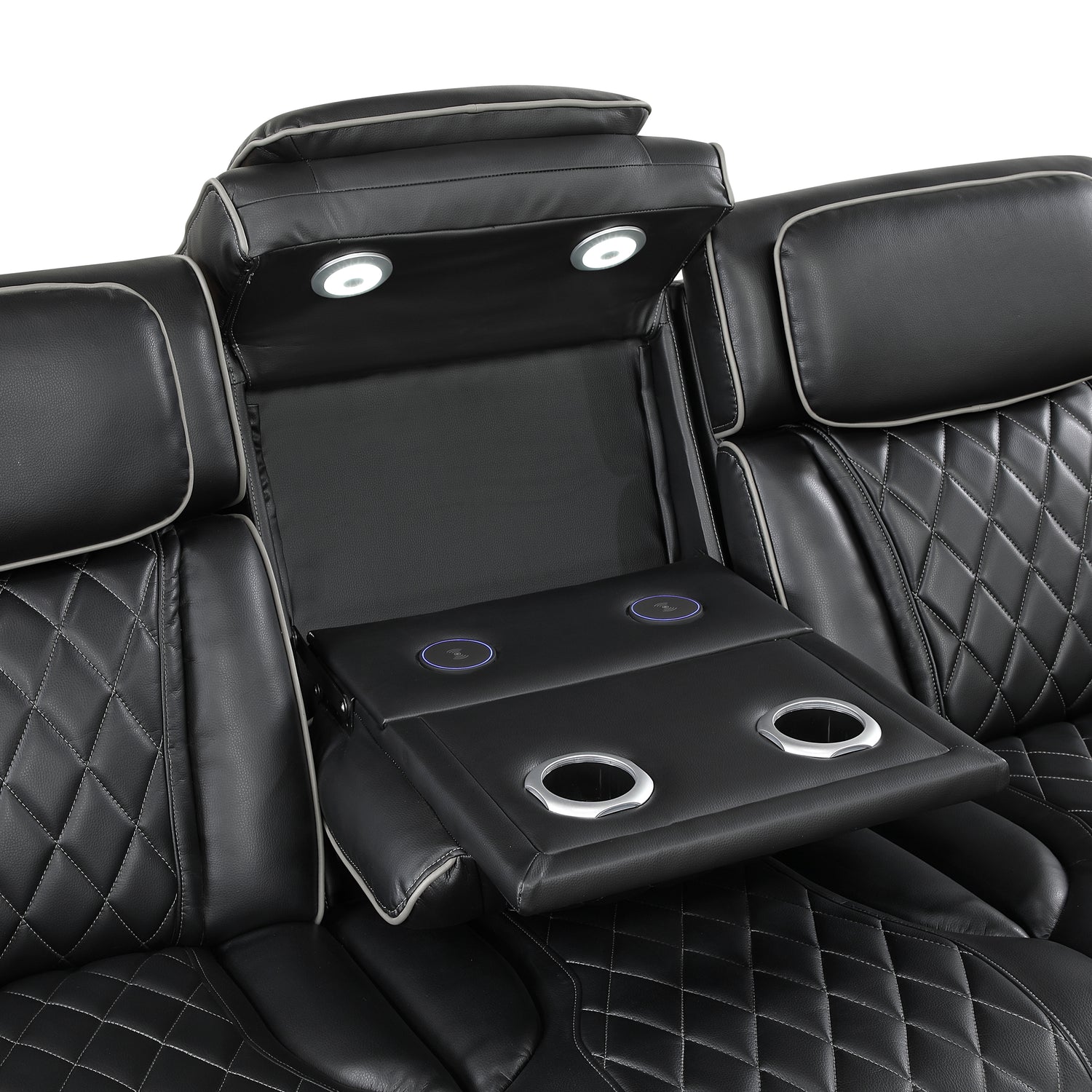 9516BLK*2PWH 2pc Set: Sofa, Love (Power) - 9516BLK*2PWH