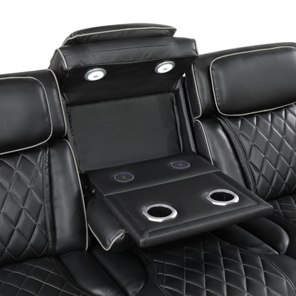 9516BLK*2PWH 2pc Set: Sofa, Love (Power) - 9516BLK*2PWH