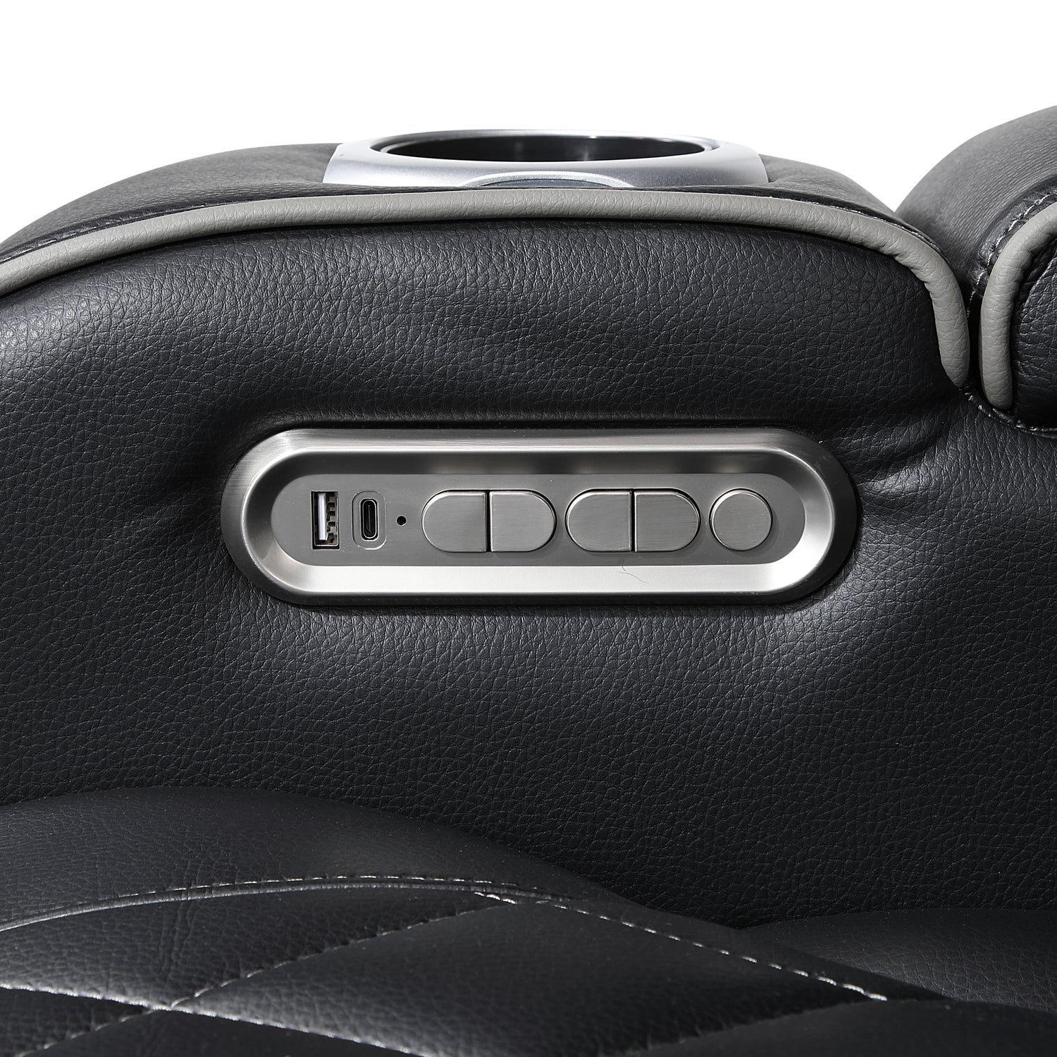 9516BLK-2PWH Power Double Reclining Love Seat with Center Console, Power Headrests, Storage Arms(Top and Side), Cup holders, Charging Ports and LED lighting - 9516BLK-2PWH