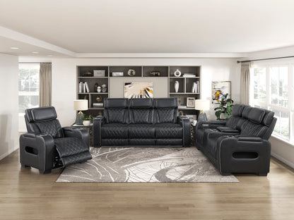 Fairway Black Power Double Reclining Living Room Set from Homelegance - Luna Furniture