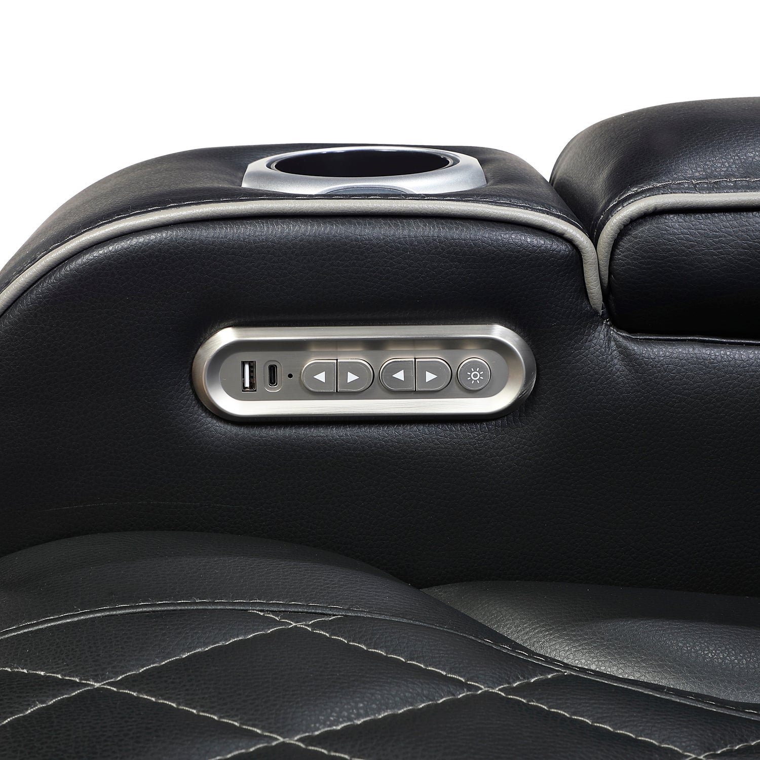 9516BLKS*32LCN2RCNPWH (3)3-Piece Power Reclining Sectional with Consoles, Power Headrests, Storage Arms(Top and Side), Cup holders, Charging Ports, Wireless speakers and LED lighting - 9516BLKS*32LCN2RCNPWH