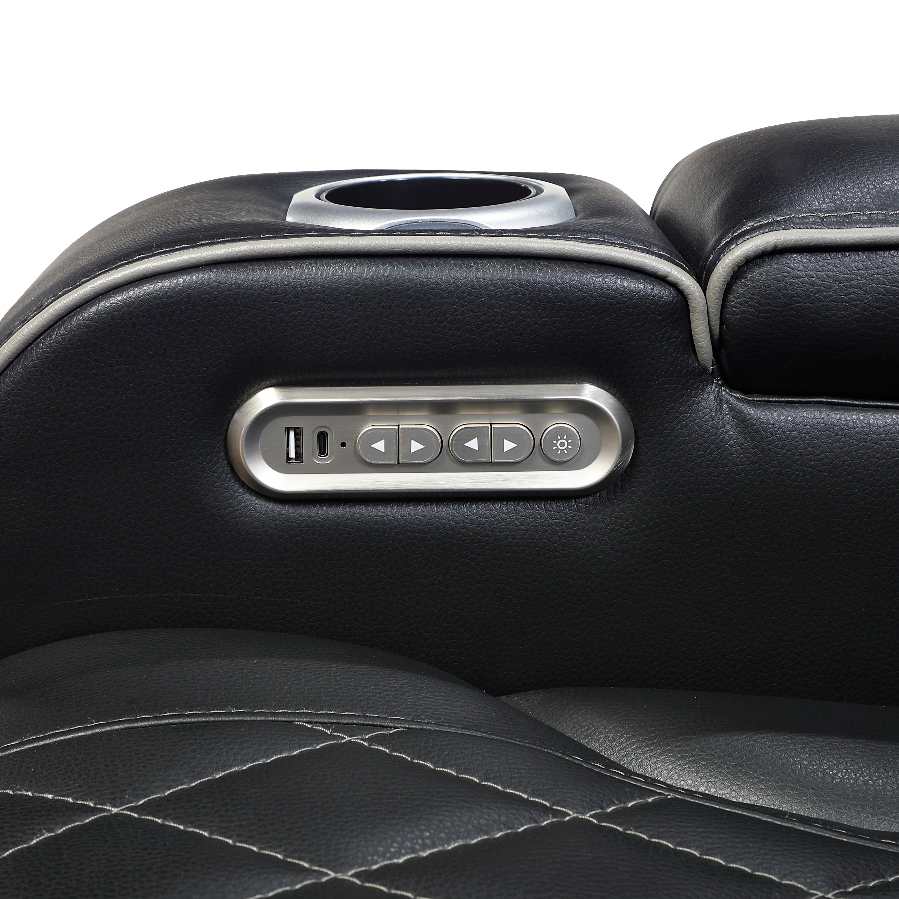9516BLKS*32LCN2RCNPWH (3)3-Piece Power Reclining Sectional with Consoles, Power Headrests, Storage Arms(Top and Side), Cup holders, Charging Ports, Wireless speakers and LED lighting - 9516BLKS*32LCN2RCNPWH
