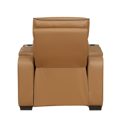 9516BRW-1PWH Power Reclining Chair with Power Headrest, Cup holders and Storage Arms(Top and Side), Charging Ports and LED lighting - 9516BRW-1PWH