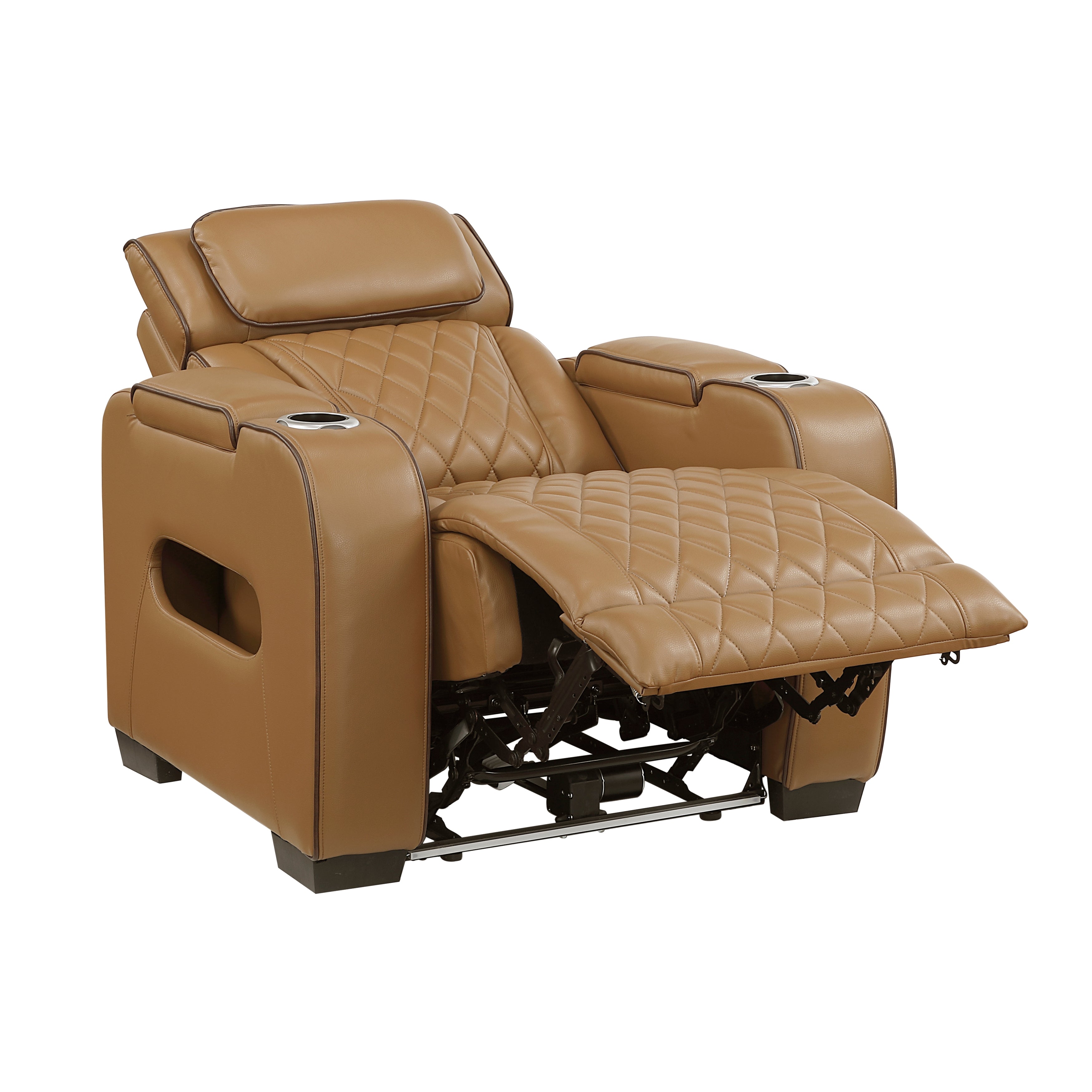 9516BRW-1PWH Power Reclining Chair with Power Headrest, Cup holders and Storage Arms(Top and Side), Charging Ports and LED lighting - 9516BRW-1PWH