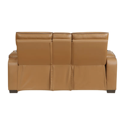9516BRW-2PWH Power Double Reclining Love Seat with Center Console, Power Headrests, Storage Arms(Top and Side), Cup holders, Charging Ports and LED lighting - 9516BRW-2PWH