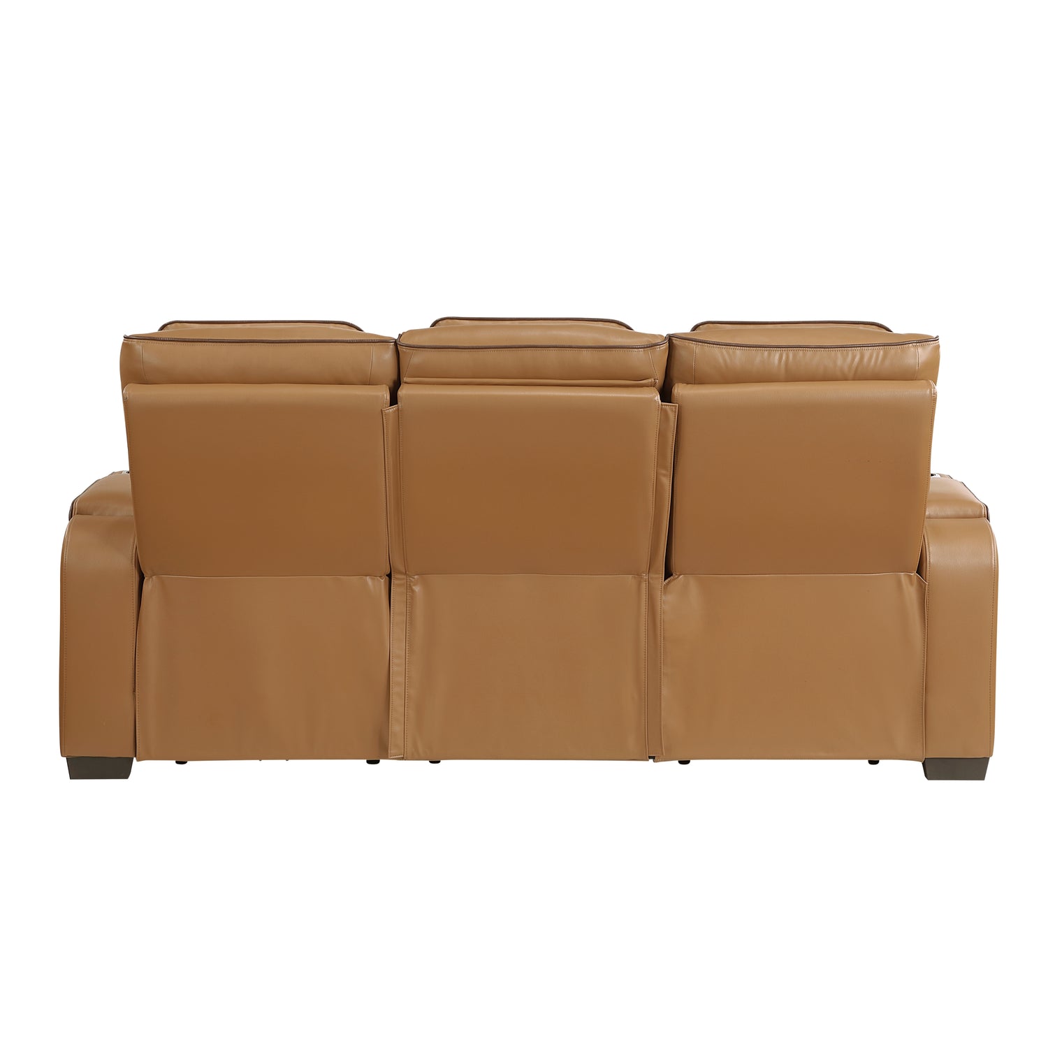 9516BRW-3PWH Power Double Reclining Sofa with Center Drop-Down Cup Holders, Power Headrests, Storage Arms(Top and Side), Cup holders and Reading Lights, Two Wireless Chargers, Charging Ports and LED Lighting - 9516BRW-3PWH
