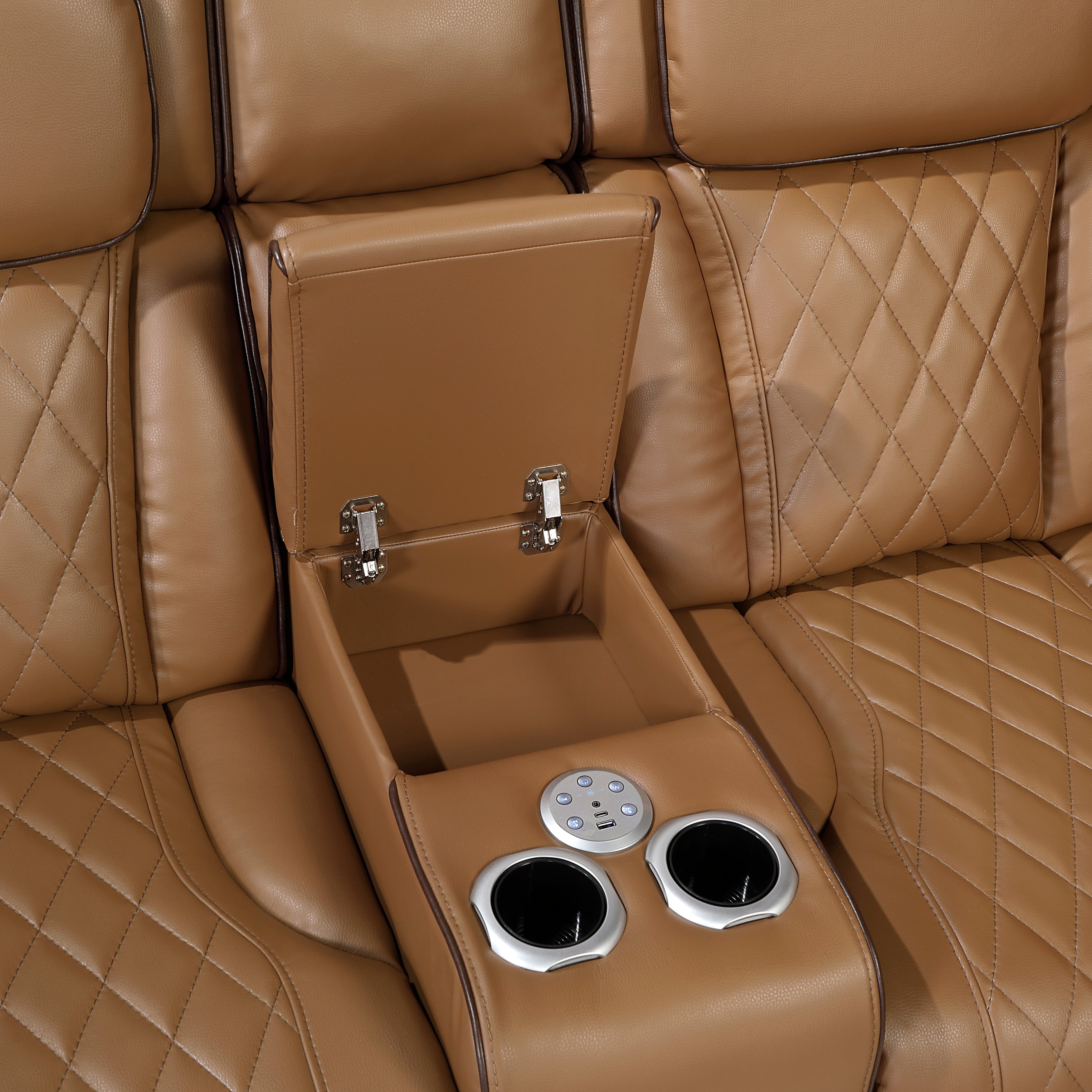 9516BRWS*32LCN2RCNPWH (3)3-Piece Power Reclining Sectional with Consoles, Power Headrests, Storage Arms(Top and Side), Cup holders, Charging Ports, Wireless speakers and LED lighting - 9516BRWS*32LCN2RCNPWH