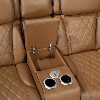 9516BRWS*32LCN2RCNPWH (3)3-Piece Power Reclining Sectional with Consoles, Power Headrests, Storage Arms(Top and Side), Cup holders, Charging Ports, Wireless speakers and LED lighting - 9516BRWS*32LCN2RCNPWH