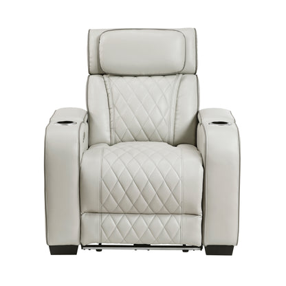 9516TPE-1PWH Power Reclining Chair with Power Headrest, Cup holders and Storage Arms(Top and Side), Charging Ports and LED lighting - 9516TPE-1PWH