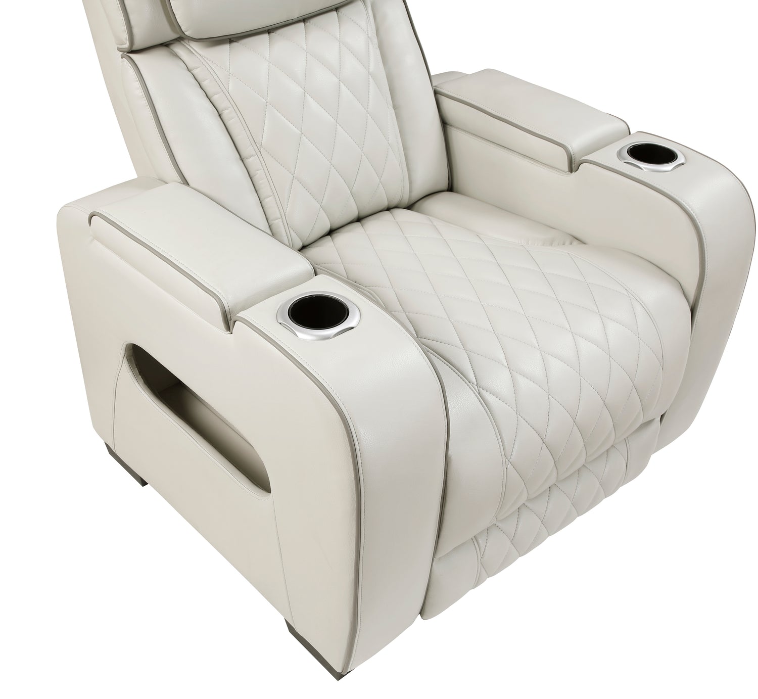 9516TPE-1PWH Power Reclining Chair with Power Headrest, Cup holders and Storage Arms(Top and Side), Charging Ports and LED lighting - 9516TPE-1PWH