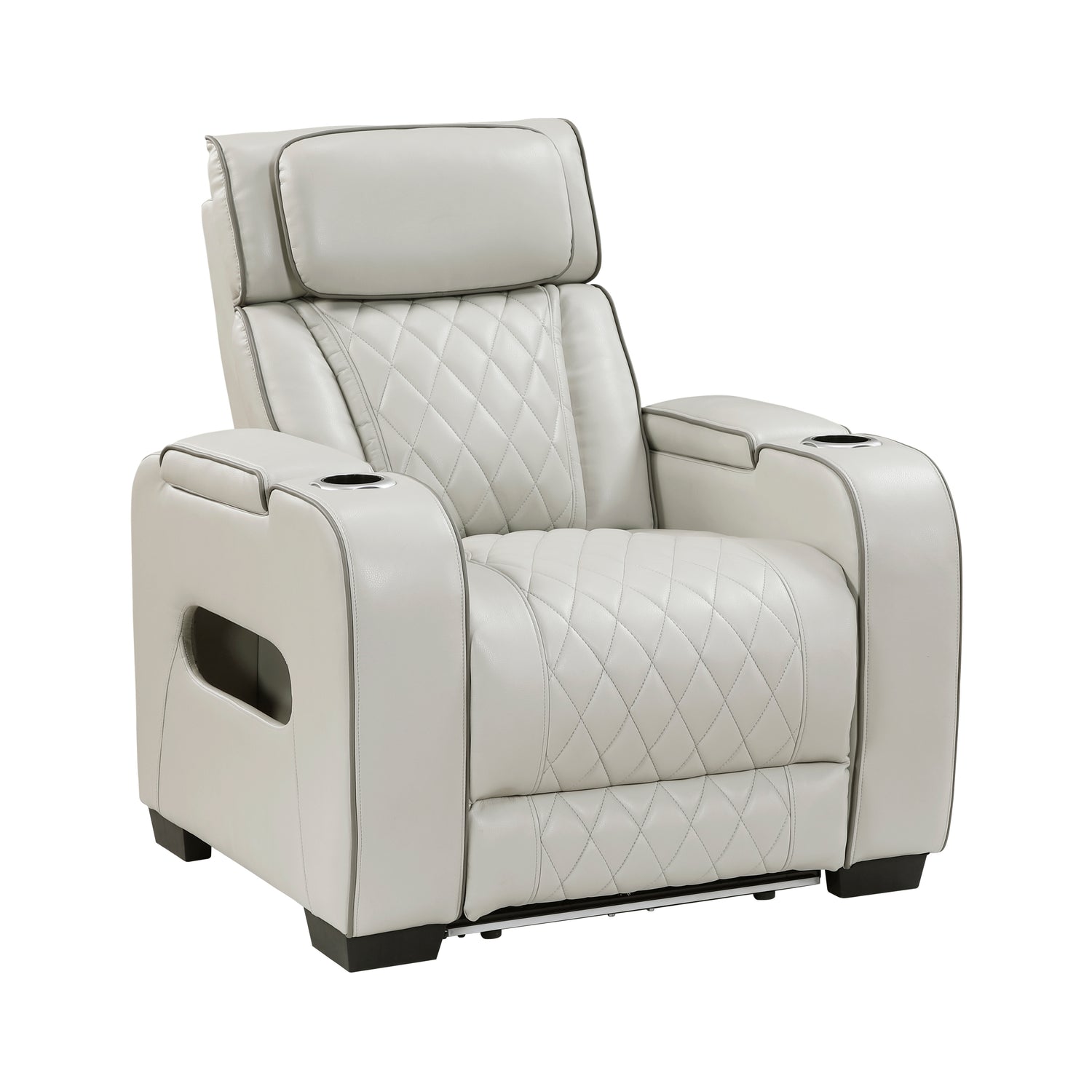 9516TPE-1PWH Power Reclining Chair with Power Headrest, Cup holders and Storage Arms(Top and Side), Charging Ports and LED lighting - 9516TPE-1PWH