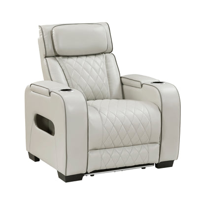 9516TPE-1PWH Power Reclining Chair with Power Headrest, Cup holders and Storage Arms(Top and Side), Charging Ports and LED lighting - 9516TPE-1PWH