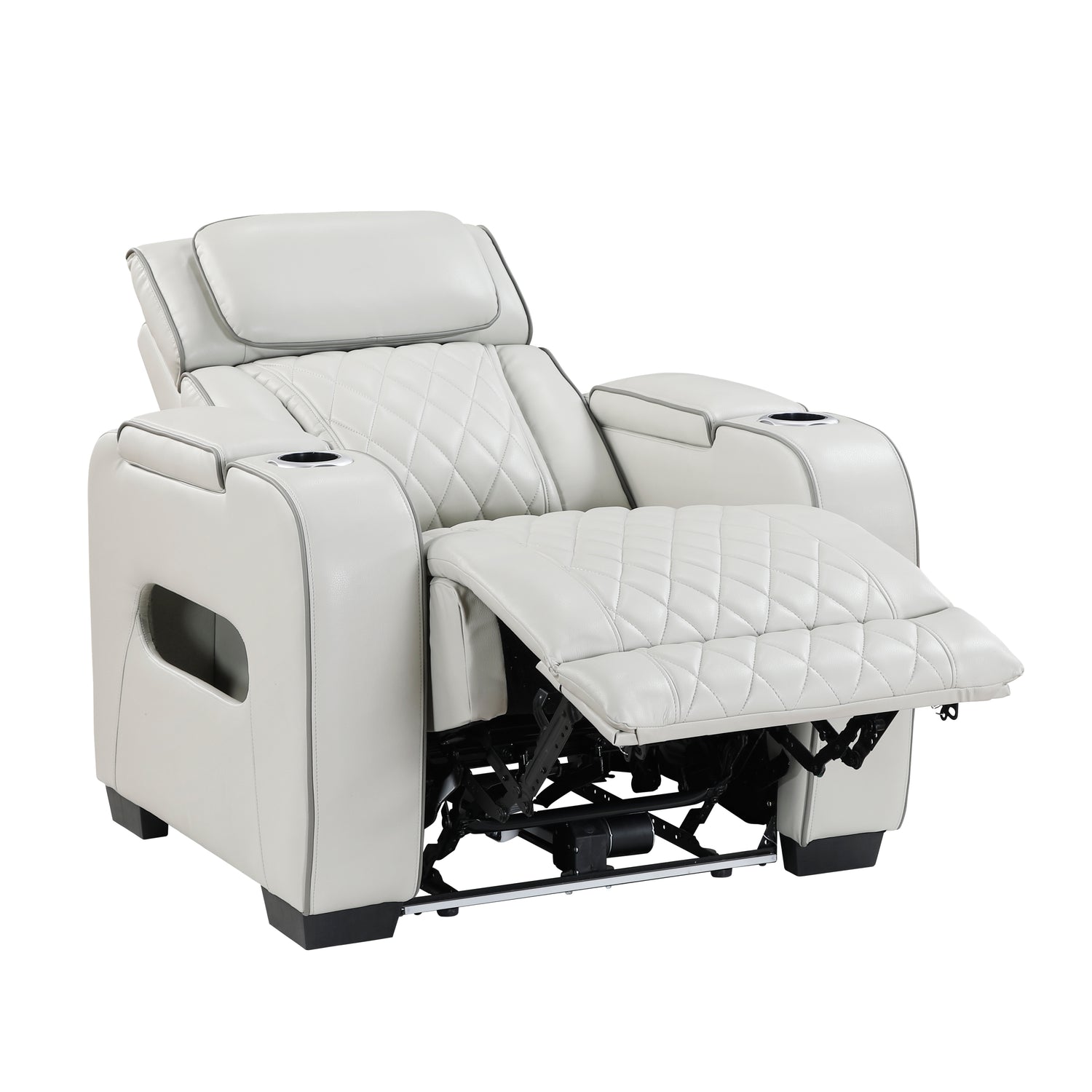 9516TPE-1PWH Power Reclining Chair with Power Headrest, Cup holders and Storage Arms(Top and Side), Charging Ports and LED lighting - 9516TPE-1PWH