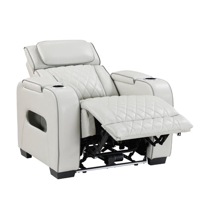 9516TPE-1PWH Power Reclining Chair with Power Headrest, Cup holders and Storage Arms(Top and Side), Charging Ports and LED lighting - 9516TPE-1PWH