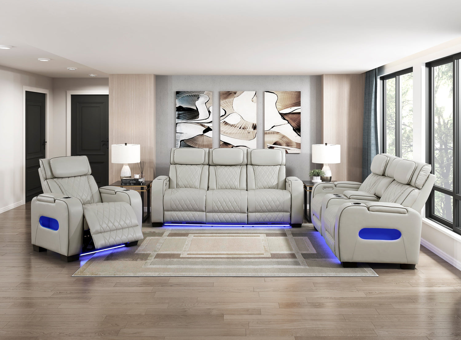 Fairway Taupe Power Double Reclining Living Room Set from Homelegance - Luna Furniture