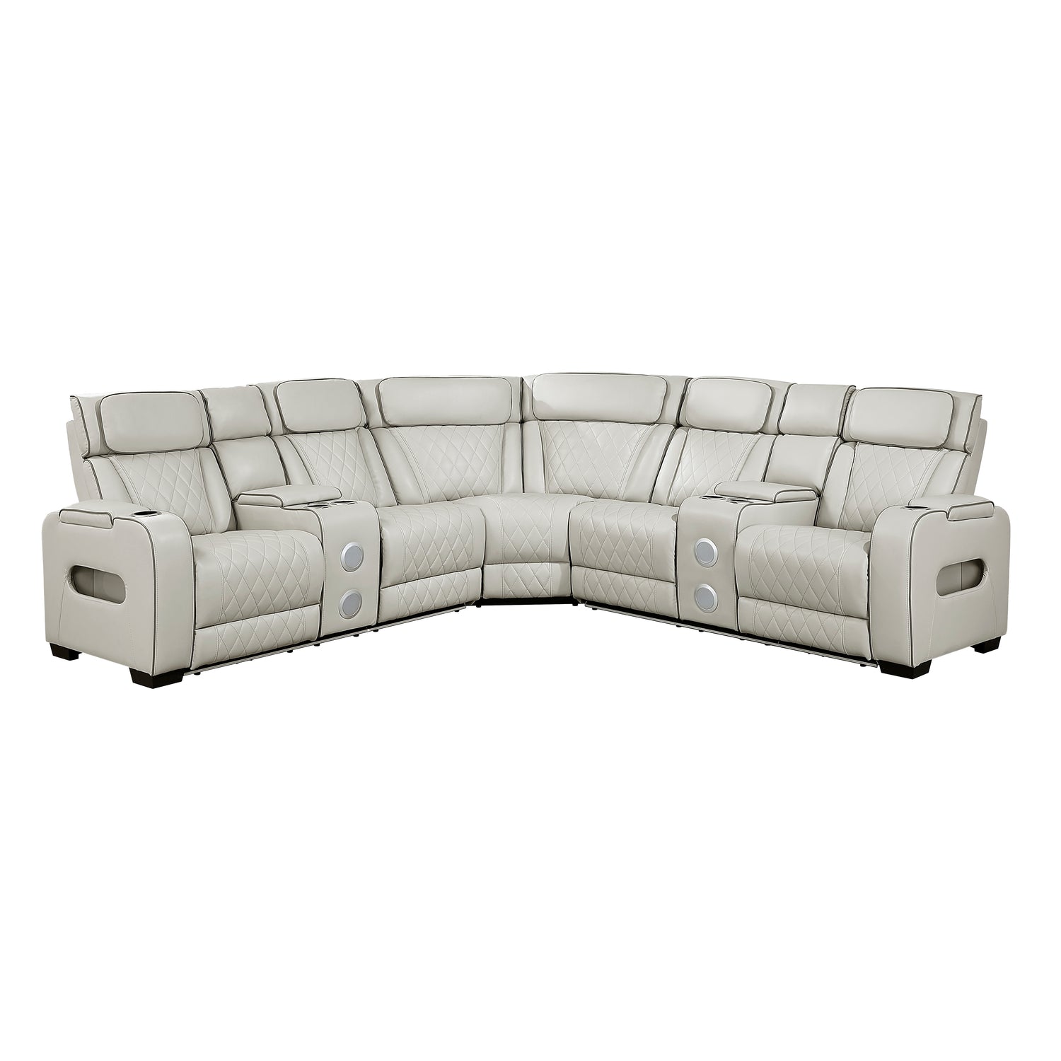 9516TPES*32LCN2RCNPWH (3)3-Piece Power Reclining Sectional with Consoles, Power Headrests, Storage Arms(Top and Side), Cup holders, Charging Ports, Wireless speakers and LED lighting - 9516TPES*32LCN2RCNPWH