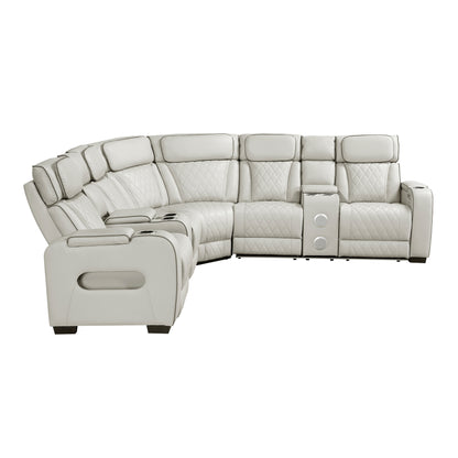 9516TPES*32LCN2RCNPWH (3)3-Piece Power Reclining Sectional with Consoles, Power Headrests, Storage Arms(Top and Side), Cup holders, Charging Ports, Wireless speakers and LED lighting - 9516TPES*32LCN2RCNPWH