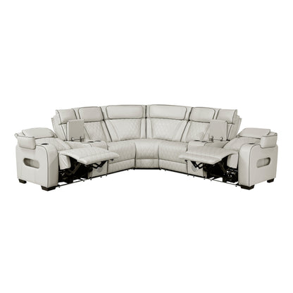 9516TPES*32LCN2RCNPWH (3)3-Piece Power Reclining Sectional with Consoles, Power Headrests, Storage Arms(Top and Side), Cup holders, Charging Ports, Wireless speakers and LED lighting - 9516TPES*32LCN2RCNPWH