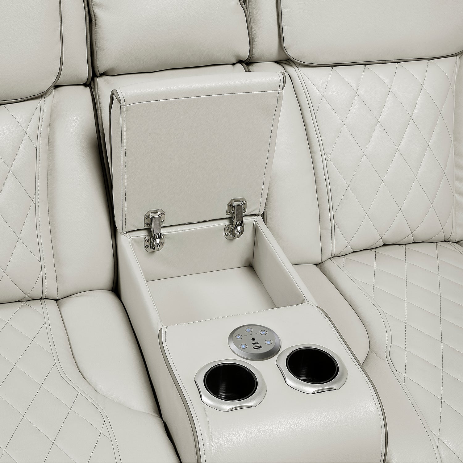 9516TPES*32LCN2RCNPWH (3)3-Piece Power Reclining Sectional with Consoles, Power Headrests, Storage Arms(Top and Side), Cup holders, Charging Ports, Wireless speakers and LED lighting - 9516TPES*32LCN2RCNPWH