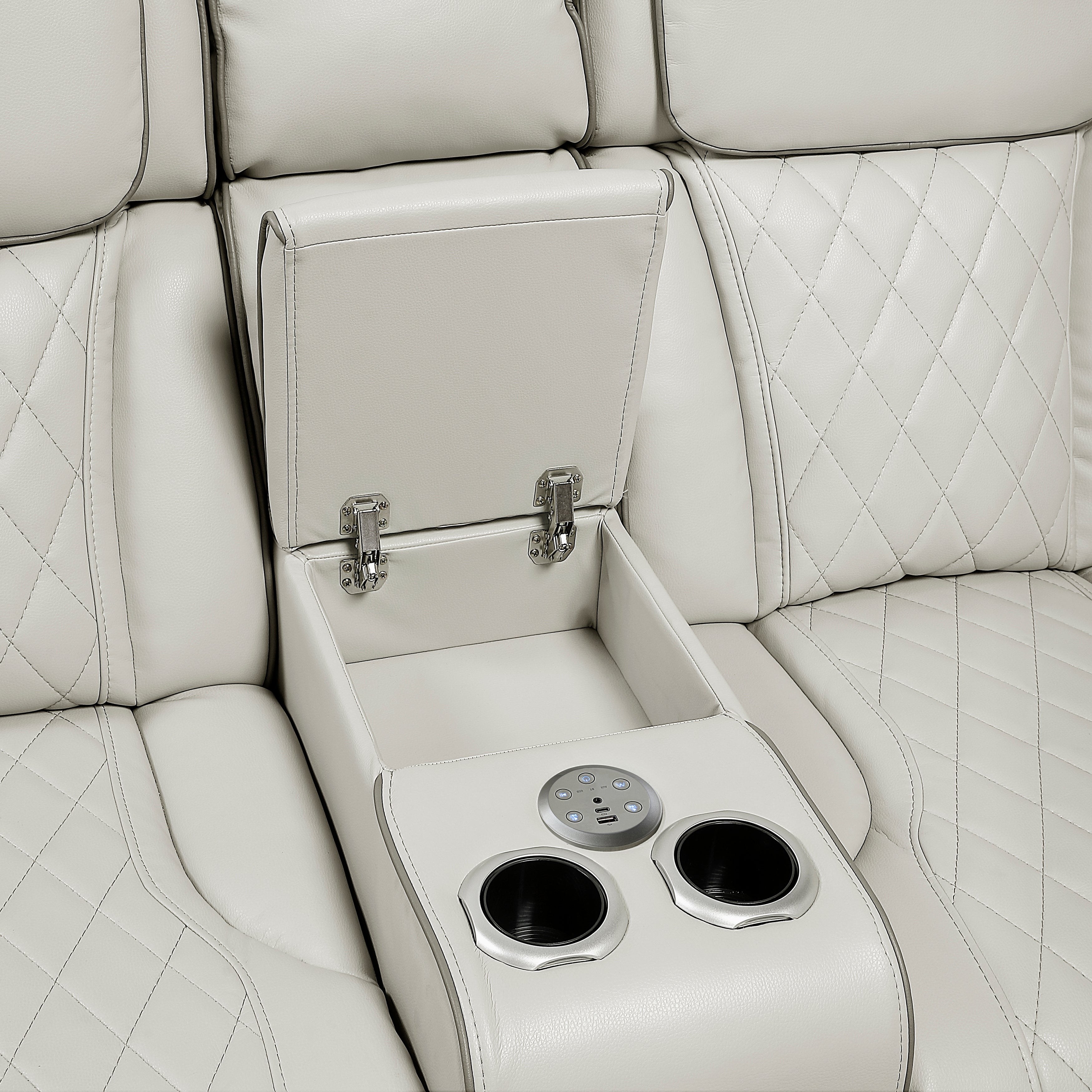 9516TPES*32LCN2RCNPWH (3)3-Piece Power Reclining Sectional with Consoles, Power Headrests, Storage Arms(Top and Side), Cup holders, Charging Ports, Wireless speakers and LED lighting - 9516TPES*32LCN2RCNPWH