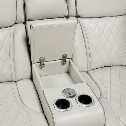 9516TPES*32LCN2RCNPWH (3)3-Piece Power Reclining Sectional with Consoles, Power Headrests, Storage Arms(Top and Side), Cup holders, Charging Ports, Wireless speakers and LED lighting - 9516TPES*32LCN2RCNPWH